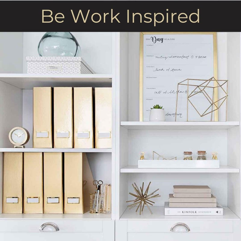 BLU MONACO | Gold Cardboard Magazine File Holder Set of 4 | Vertical Magazine File Holder for Shelves | Standing File Holder Desk Organizer - Image 2